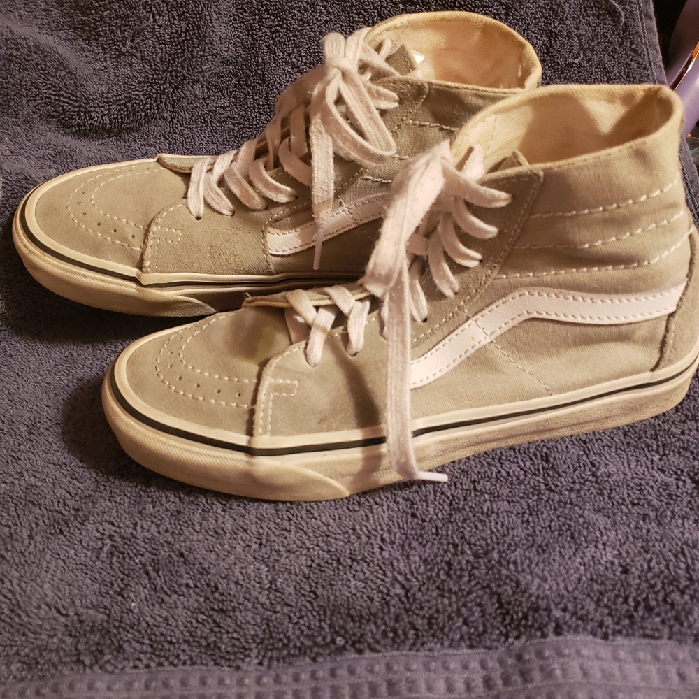 Vans Men's SK8-Hi Shoes Sz 5 Hi Top Sneakers Tan Suede Leather & Canvas